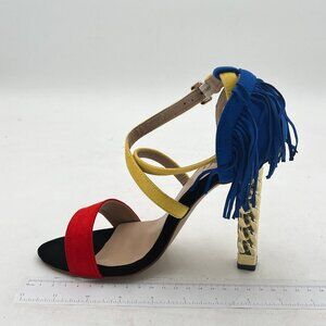 Women's Fringe Ankle Strap Peep Toe Heeled Sandals Stiletto Heel Party Prom Shoe